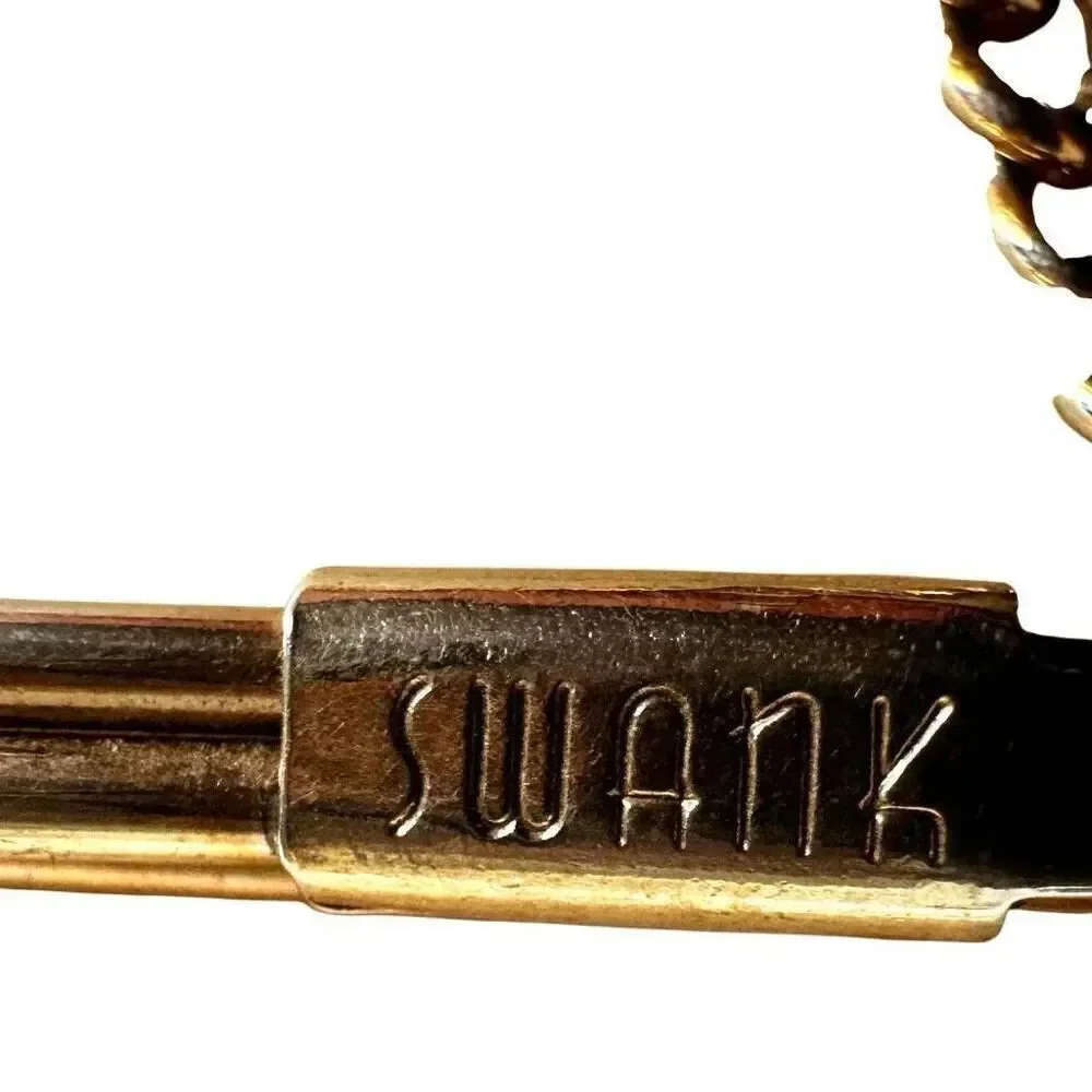 Swank Love-Knot Tie Chain w/ Red Cabochons – Gold-Tone